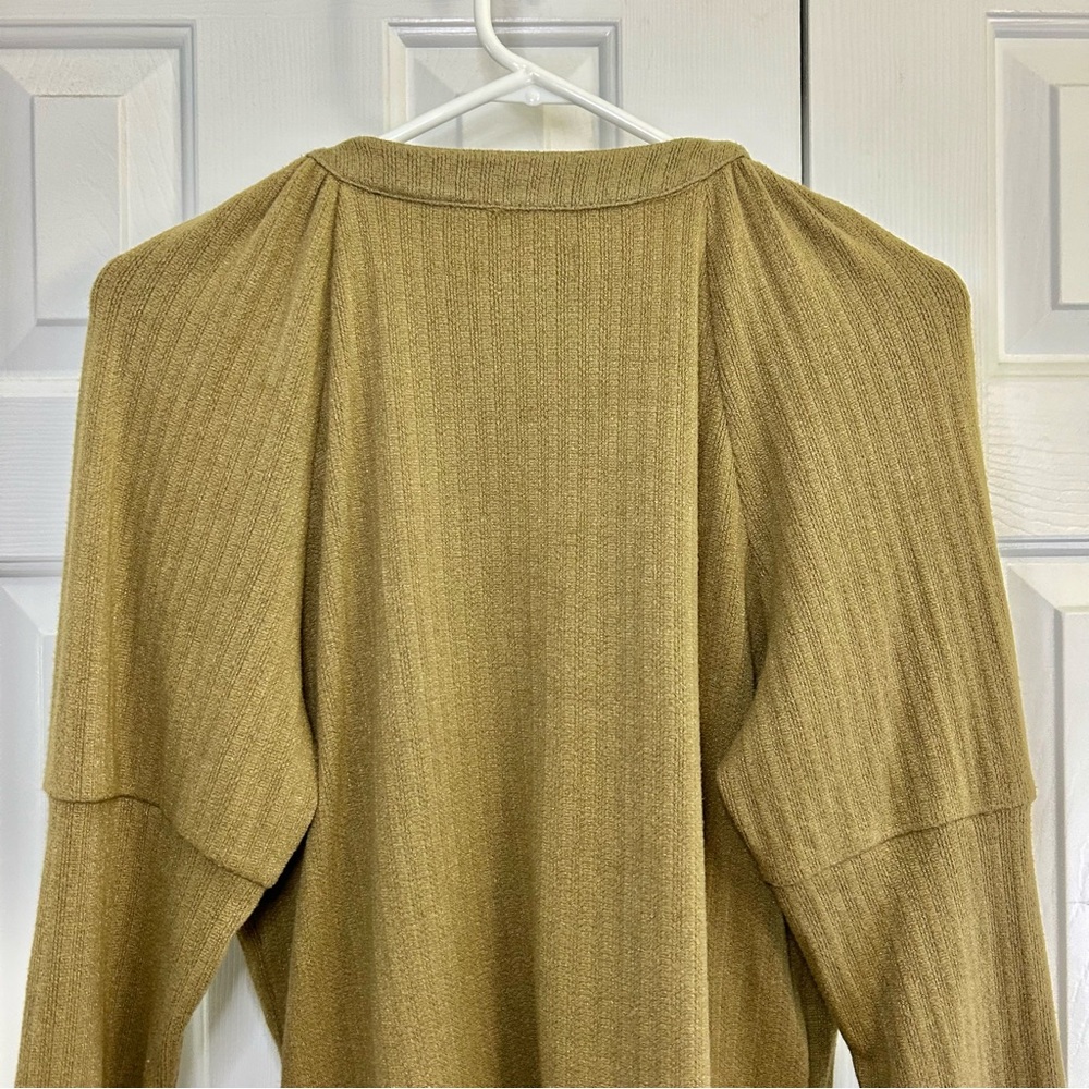 Anthropologie Olive Green V-Neck Snap Front Long Sleeve Top Size XL - Picture 6 of 15